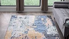 Edenbrook Area Rugs for Living Room - Abstract Mulicolored Area Rug - Blue and Tan Rug - Low Pile for High Traffic Areas, 3x5 Rug