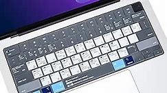 Keyboard Cover with MAC OS Shortcut Hot Keys for Apple MacBook Pro 14 inch A2442 A2779 A2918 A2992 2021 2023/Pro 16 inch A2991 A2780 A2485 M3 M2 Max,MacBook Air 13.6" 15.3" M3 M2 2024 Skin-Blue&White