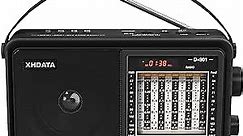 XHDATA D-901 Shortwave Radio AM/FM/SW Analog DSP Radio Transistor Radio with Good Reception Battery Operated Or AC Power USB/TF MP3 Player and Wireless BT Play with Large Knob Good for Parents, Elder