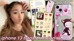WHATS ON MY PINK IPHONE 13 | aesthetic phone transformation, my setup for productivity + unboxing!