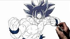 How To Draw Goku UI (Fight Stance) | Step By Step | Dragonball