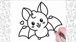 Cute Bat Drawing | How to Draw a Bat Easy Step by Step