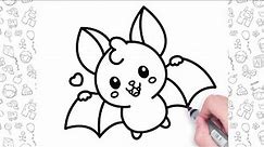Cute Bat Drawing | How to Draw a Bat Easy Step by Step