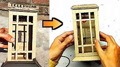 Cardboard Crafts - How To Make Telephone Phone Booth with Cardboard | DIY Telephone Box at Home