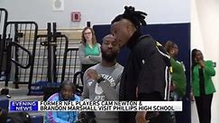 Cam Newton, Brandon Marshall visit Wendell Phillips Academy High School