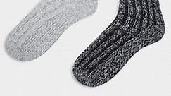 ASOS DESIGN 2 pack lounge socks in wool mix knit   | ASOS