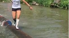 Amazing log running woman