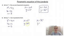Parametric equation of the parabola