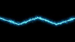 Electrical or energy line curved sharp corners on black background glowing light blue