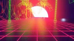 Retro Neon Beach Sunset VJ Loop - Free HD Motion Graphic