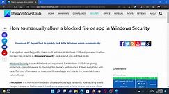 How to manually allow a blocked file or app in Windows Security