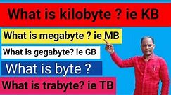 What is mean of kb mb gb || How many mb in 1gb data | Types of data? || Data units ||meaning of byte