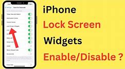 How To Enable/Disable Lock Screen Widgets In iPhone