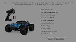 Hosim 1:16 Scale 4WD Remote Control RC Truck G174, High Speed Racing Vehicle 36km / h Remote Offroad 2.4GHz RC Car Electronic Mo