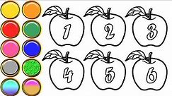 Apple Drawing for Kids | Coloring Pages Learn Colors and Numbers | Mirza Colors Kids