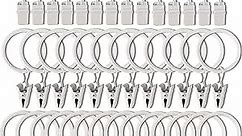 AMZSEVEN 40 Pack Curtain Rings with Clips, Drapery Clips with Rings, Hangers Drapes Rings 1.26 Inch Interior Diameter, Fits up to 1 Inch Curtain Rod, White