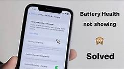 Important Battery message - Fixed ~ Battery Health not showing in iPhone solved 🔥