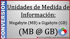 Convertir de Megabyte a Gigabyte (MB a GB)