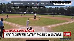 Video captures moment a dust devil envelops a little league baseball catcher