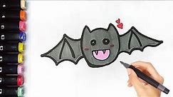 How to Draw a Cute Bat | Drawing and Coloring for Kids and Toodler #070