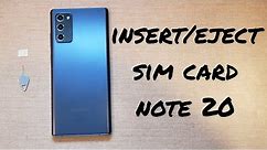 How to insert and remove sim card on Samsung Note 20