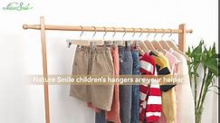 Nature Smile 20 Pack Unfinished/Natural Kids Baby Children Toddler Wooden Shirt Dress Coat Hangers with No Painting - 360°Stronger Anti-Rust Chrome Swivel Hook - Extra Smoothly Cut Notches