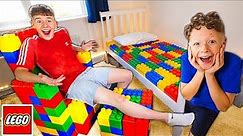 I Turned My Little Brother's ROOM into LEGOS!! *PRANK*