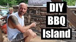 How to Build a Outdoor BBQ Island with Stone Veneer | DIY Outdoor Kitchen