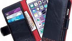 Ed Hicks iPhone SE (2022/2020) Wallet Case, iPhone 7 Wallet Case, iPhone 8 Leather Case – Luxury Genuine Leather – Shockproof -TPU Inner Shell – Card Holder Slots Vintage Black