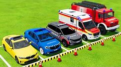 BMW, DACIA, PEUGEOT POLICE CARS, MERCEDES AMBULANCE EMERGENCY, FIRE DEPARTMENT TRANSPORTING ! FS22