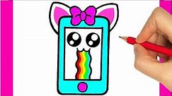 How to draw MOBILE PHONE easy - HOW TO DRAW CELL PHONE EASY - DRAWING SMARTPHONE STEP BY STEP
