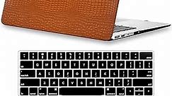 DTangLsm Fit MacBook Pro 13 inch Case 2022-2016 Release M2 M1 A2338 A2251 A2289 A2159 A1989 A1706 Crocodile Leather Hard LOGO Cutout Shell Case + Keyboard Cover for Macbook Pro 13 Case Touch Bar,Brown