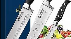 Brewin Professional Kitchen Knives, 3PC Chef Knife Set Sharp Knives for Kitchen High Carbon Stainless Steel, Japanese Cooking Knife with Gift Box