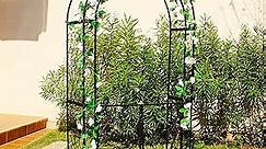 Heavy-Duty Arbor with Gate 48.8" W x 83.5" H, Iron Arch Trellis Arbor Archway for Climbing Plants Roses Vines Support Rack, Outdoor Lawn Backyard Patio Wedding Party Ceremony Decoration