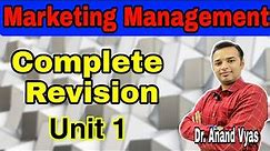Marketing Management Course | Complete Revision | Unit 1 | Dr. Anand Vyas | MBA | AKTU