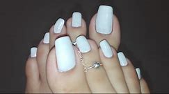 White Nail Polish on my Natural Long Toe Nails- Pedicure Tutorial | Rose Pearl