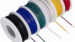 TUOFENG 20 awg Wire Solid Core Hookup Wires-6 Different Colored Jumper Wire 26.3 ft or 8 m Each, 20 Gauge Tinned Copper Wire PVC (OD: 1.7mm) Hook up Wire Kit