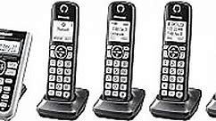 Panasonic Link2Cell Bluetooth Cordless Phone System with Voice Assistant, Call Block & Answering Machine, Battery Powered, Expandable Home Phone with 5 Handsets â€“ KX-TGF575S (Black with Silver Trim)