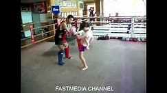 Girl 9 Years old in talent power kicks and punches