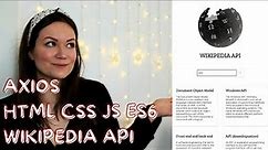 Build a WIKIPEDIA search app API PROJECT for beginners with their PUBLIC API AXIOS HTML CSS JS (ES6)