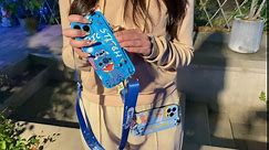 Hosiss Cartoon Case for iPhone 15 6.1'' with HD Screen Protector, Stitch Upgraded Wrist Strap Band Adjustable Lanyard TPU Shockproof Protective Phone Case for Women Girls