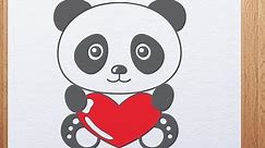 How to draw Valentine Day Panda with heart