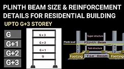 Size of plinth beam for residential buildings upto G+3 storey | Reinforcement details | Civil tutor