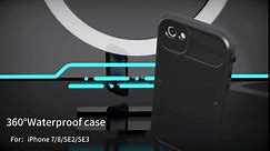 Magnetic iPhone SE Case 2022/2020, iPhone 7 8 Case,[Compatible with MagSafe] Waterproof Built-in Screen Full Body Protector Case, Shockproof Dropproof for iPhone SE 2nd 3nd 4.7" (Black)