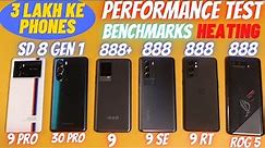 iQOO 9 vs 9 PRO vs 9 SE vs ROG 5 vs Oneplus 9RT vs Moto Edge 30 Pro | Performance, Battery, Heating