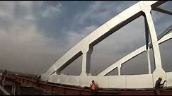 Launching of the 60 m Bow String Girder at ROB/NH2 on the Sonnagar - Garhwa section in Bihar