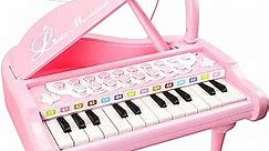 Love&Mini Pink Piano Toys for 1+Years Old Girls First Birthday Gifts Toddler Piano Music Toy Instruments with 24 Keys and Microphone
