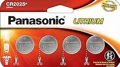 Panasonic CR2025 3.0 Volt Long Lasting Lithium Coin Cell Batteries in Child Resistant, Standards Based Packaging, 4 Pack