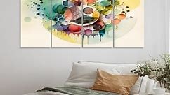 Designart "Hexagon And Circular Abstract IV" Modern Geometric Multipanel Wall Art Living Room - Bed Bath & Beyond - 38055938