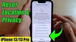 iPhone 13/13 Pro: How to Reset Location & Privacy
